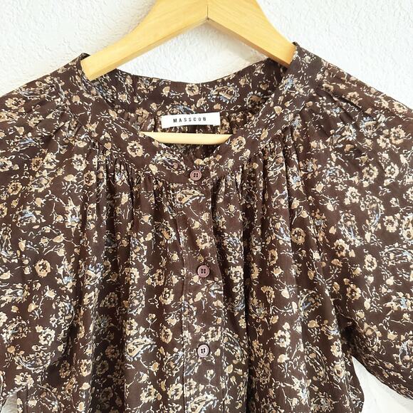 Masscob Womens Rothera Top XS Floral Cotton Cottagecore Boho Peasant Designer - Picture 3 of 10